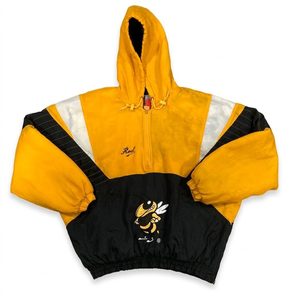 Vintage Black Yellow George Tech 90s Starter Jacket